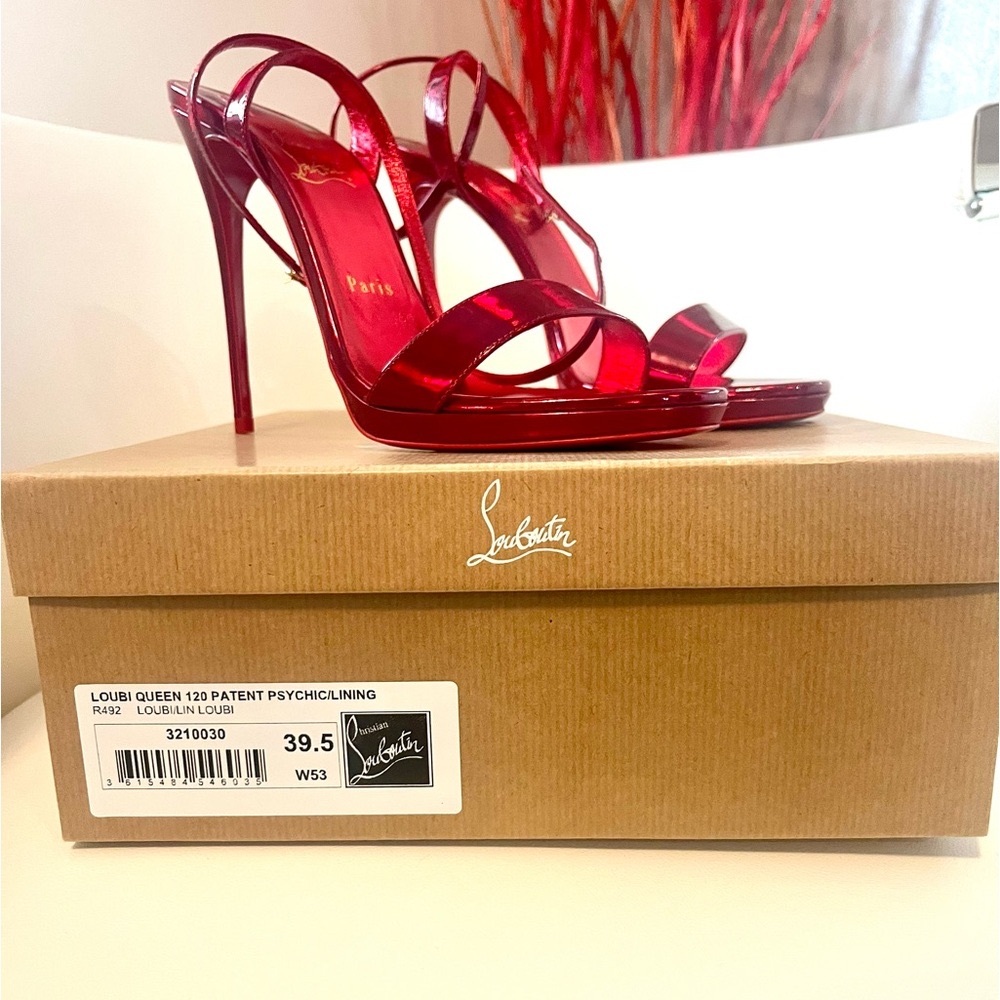 Christian Louboutin Red Patent Loubi Queen 120MM Sandal brand new open toe heels